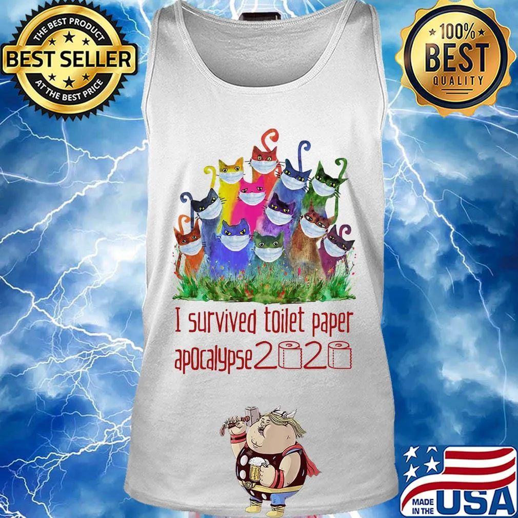 I survived toilet paper apocalypse 2020 Cat color s Tank top