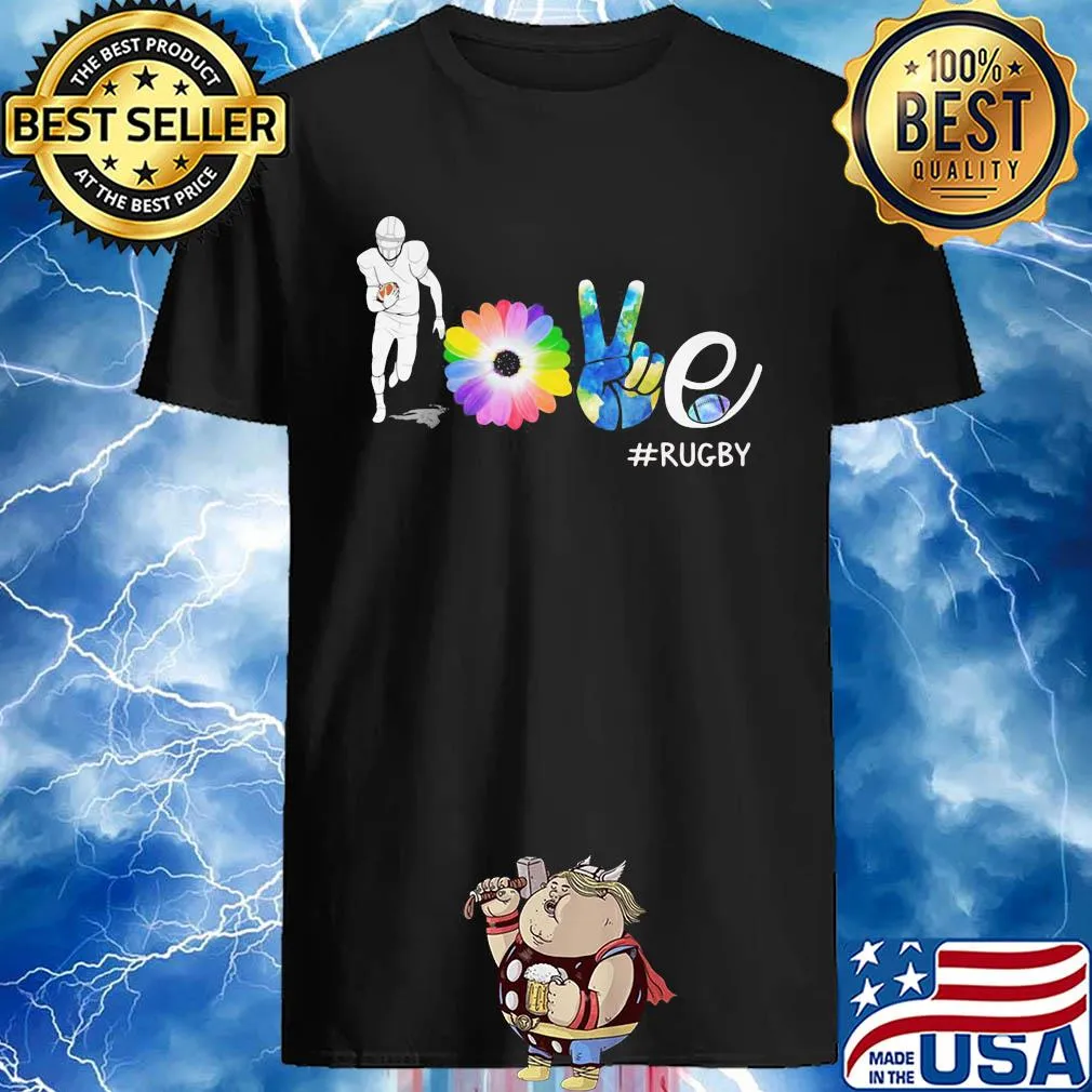 Love America Football Hand Sign Peace Victory Daisy Hippie Flower shirt