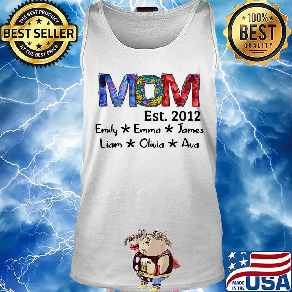 Mom est 2012 emily emma james liam olivia ava flowers s Tank top