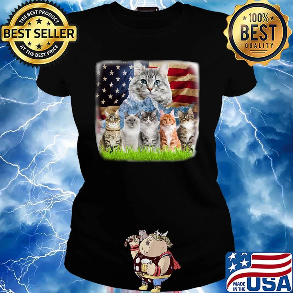 Official cats mountain american flag s Ladies tee