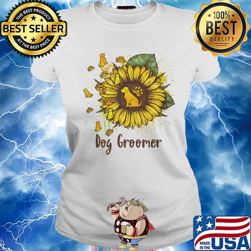 Official Dog Groomer sunflower s Ladies tee