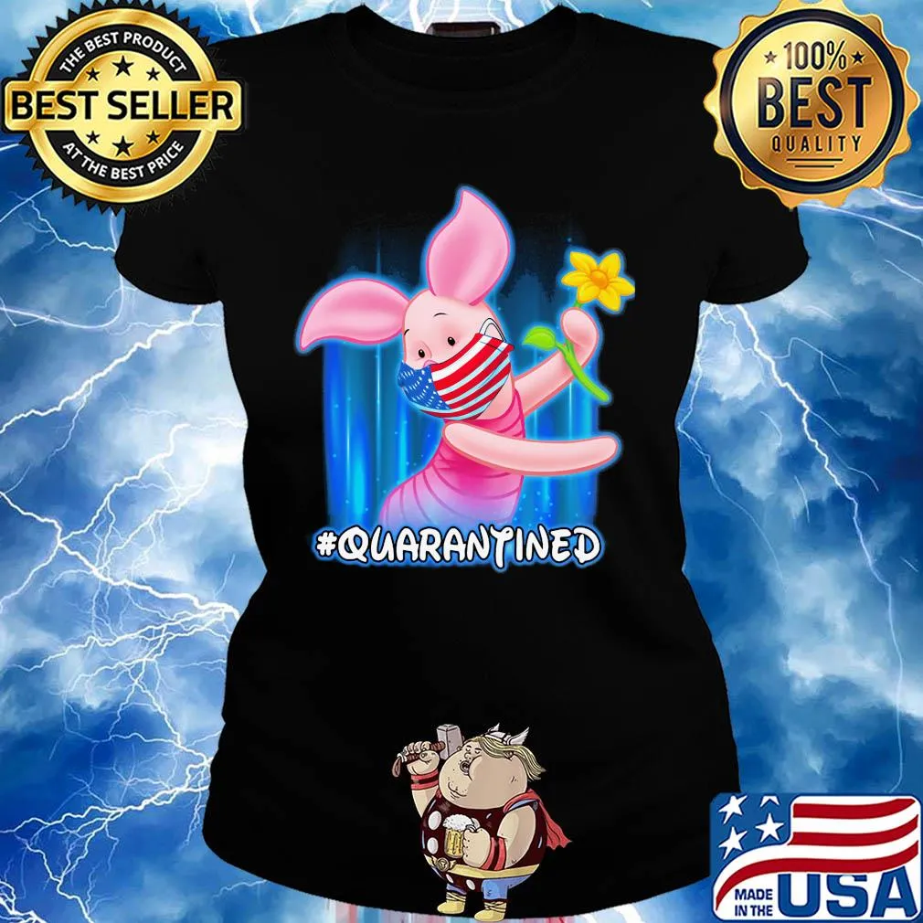 Piglet quarantined American flag mask Disney s Ladies tee