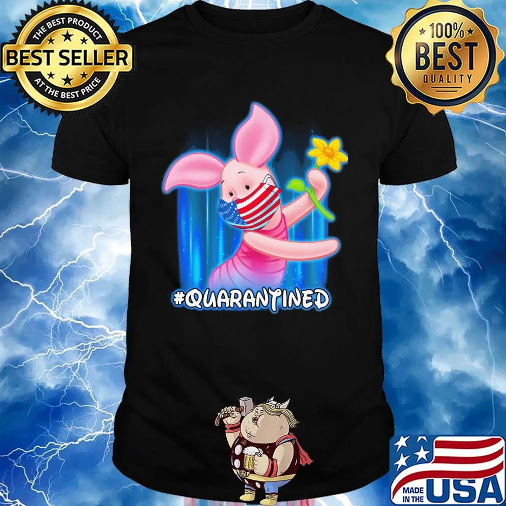 Piglet quarantined American flag mask Disney shirt