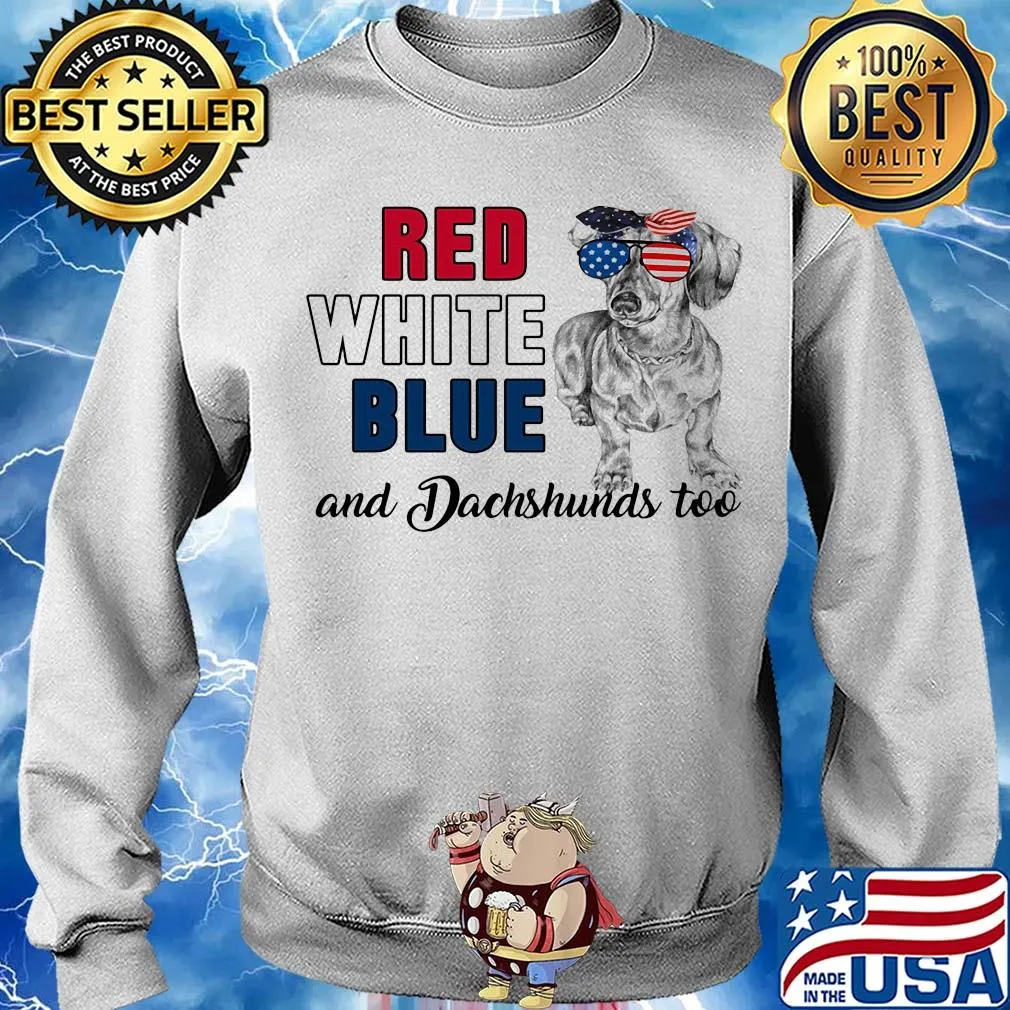 Red white blue and Dachshunds too american flag veteran s Sweater