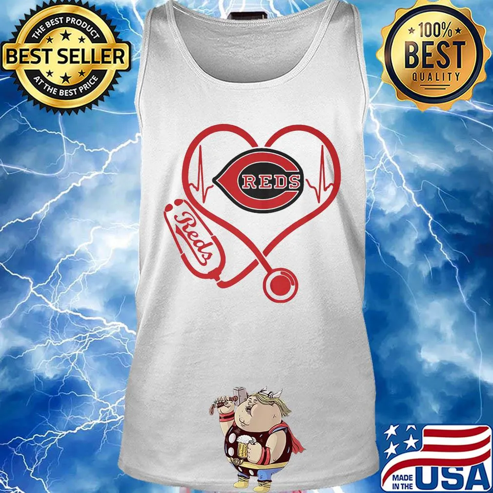 Reds MLB stethoscope hearbeat s Tank top