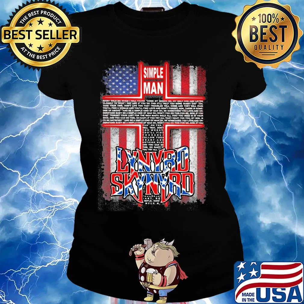 Simple man lynyrd skynyrd jesus american flag s Ladies tee