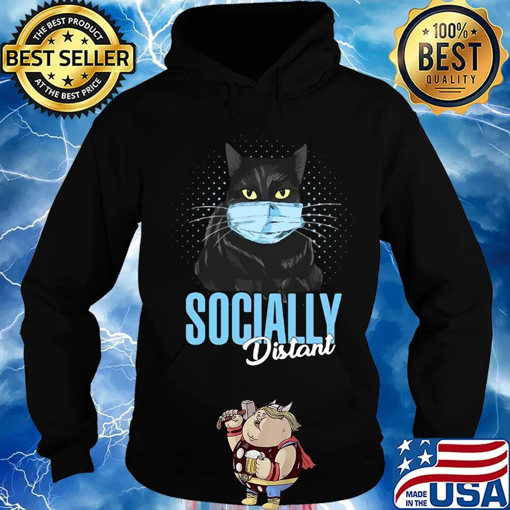 Socially Distant Black Cat mask s Hoodie