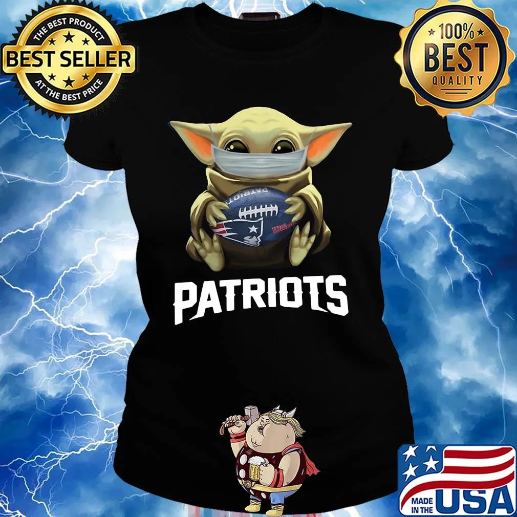 Star wars baby yoda hug new england patriots football mask covid-19 s Ladies tee