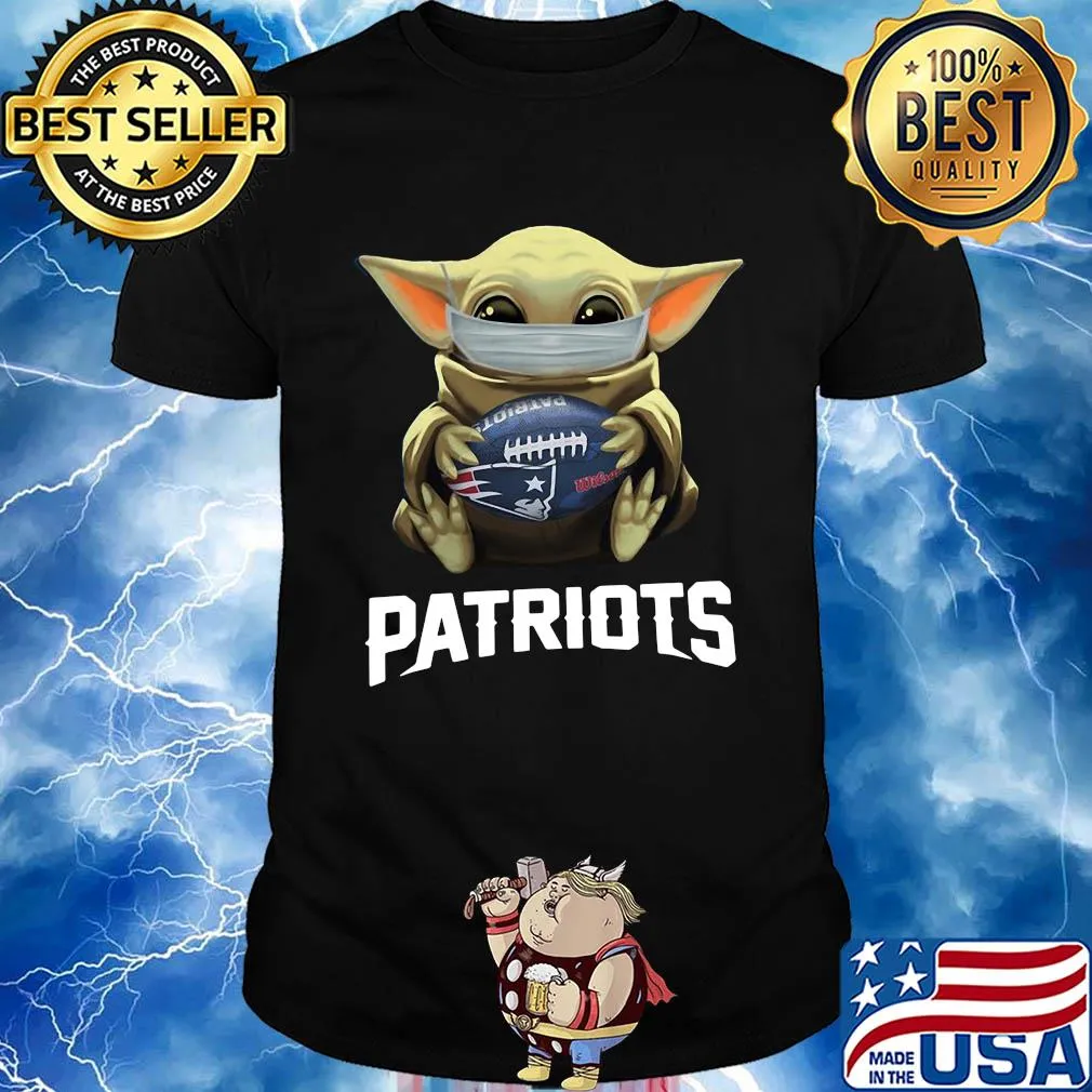 Star wars baby yoda hug new england patriots football mask covid-19 shirt
