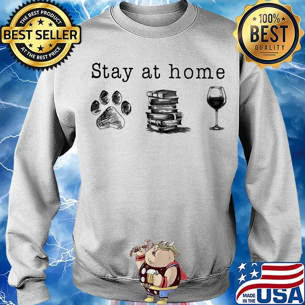 Stay at home paw dog books wine s Sweater