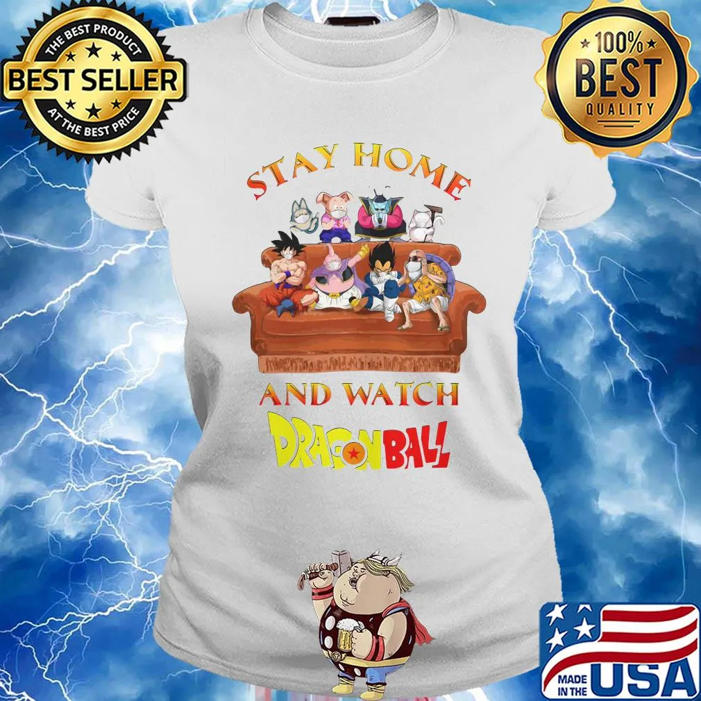 Stay home and watch dragon ball masks s Ladies tee