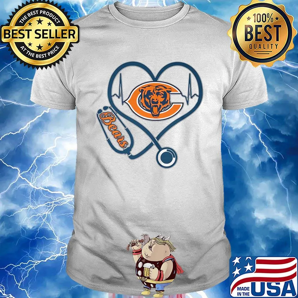 Stethoscope heart beat Chicago Bears shirt