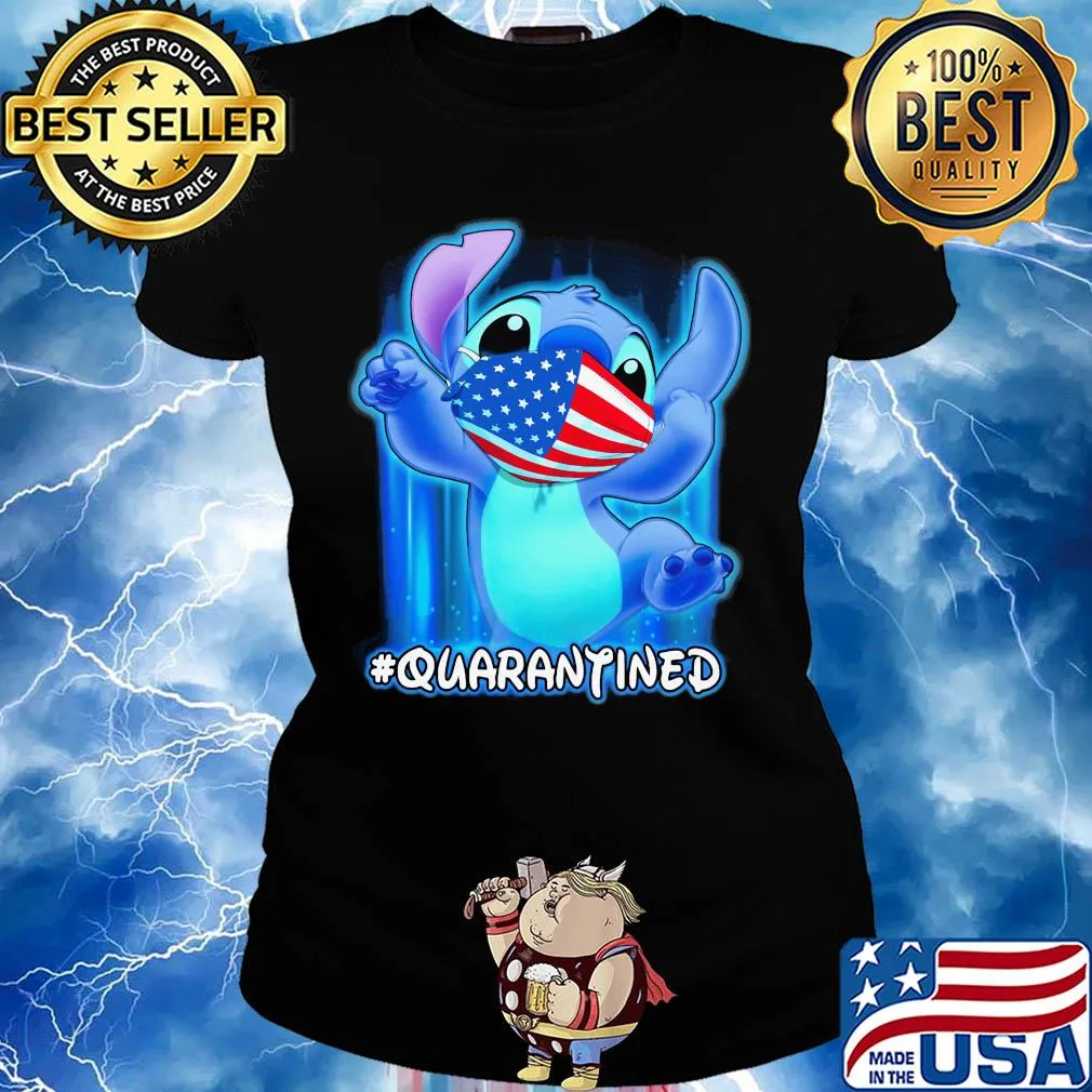 Stich quarantined American flag mask Disney s Ladies tee