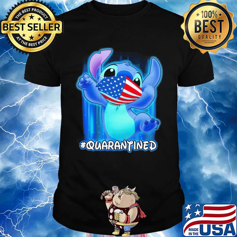 Stich quarantined American flag mask Disney shirt