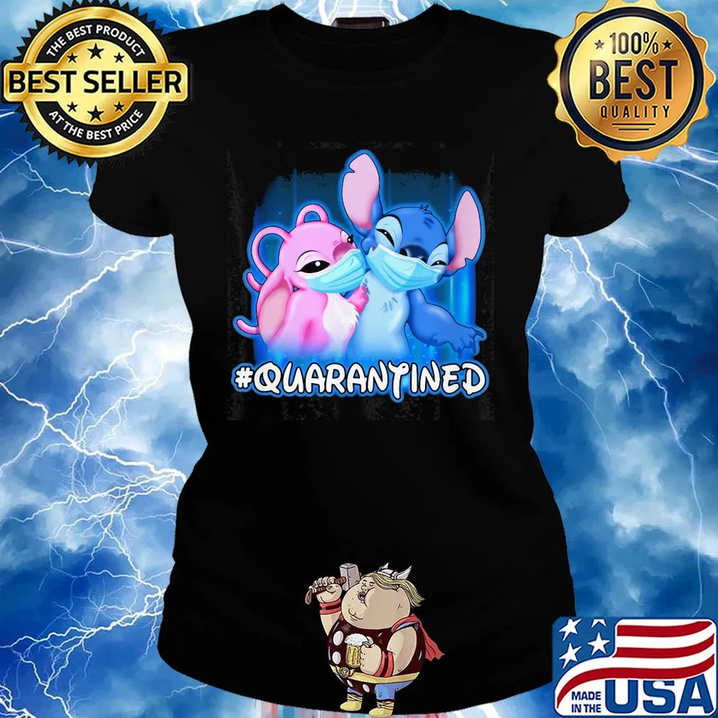 Stitch And Angel quarantined Disney mask Covid-19 s Ladies tee