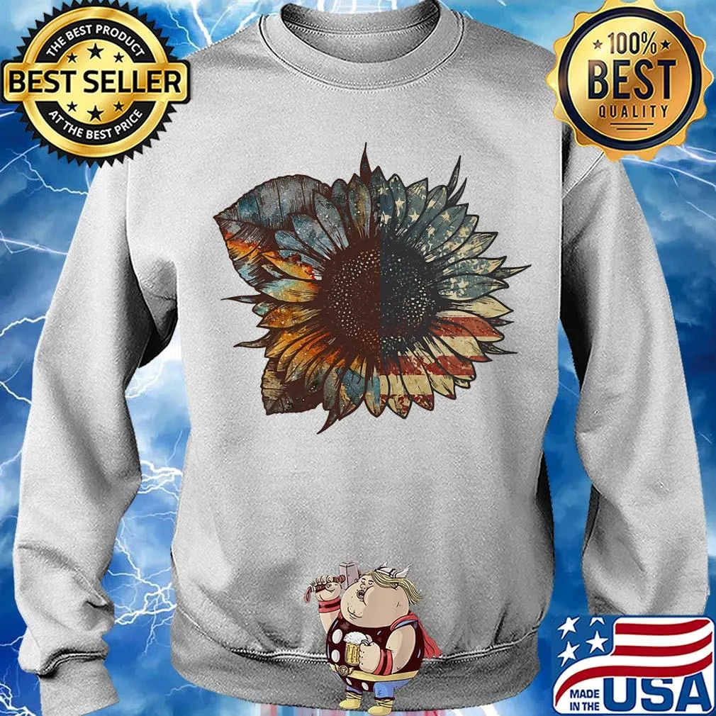 sunflower American flag veteran s Sweater
