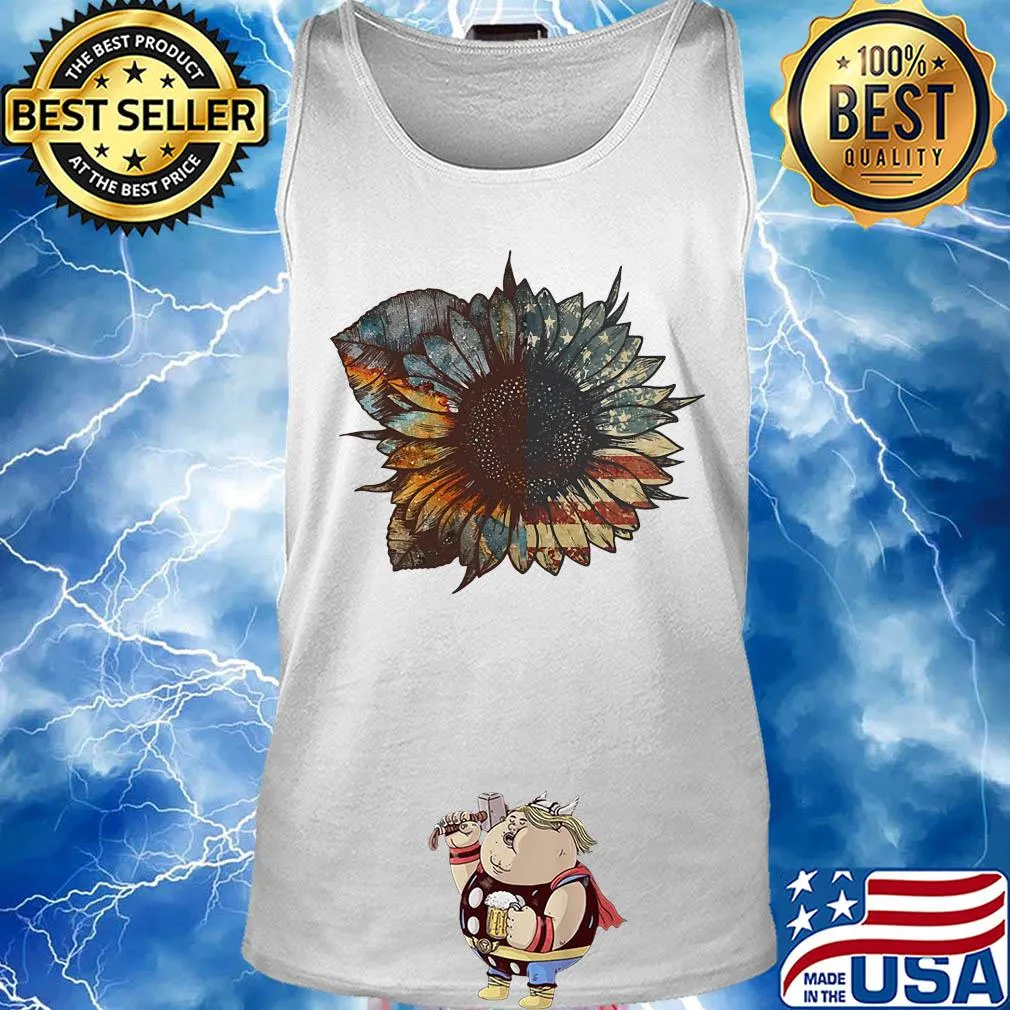 sunflower American flag veteran s Tank top