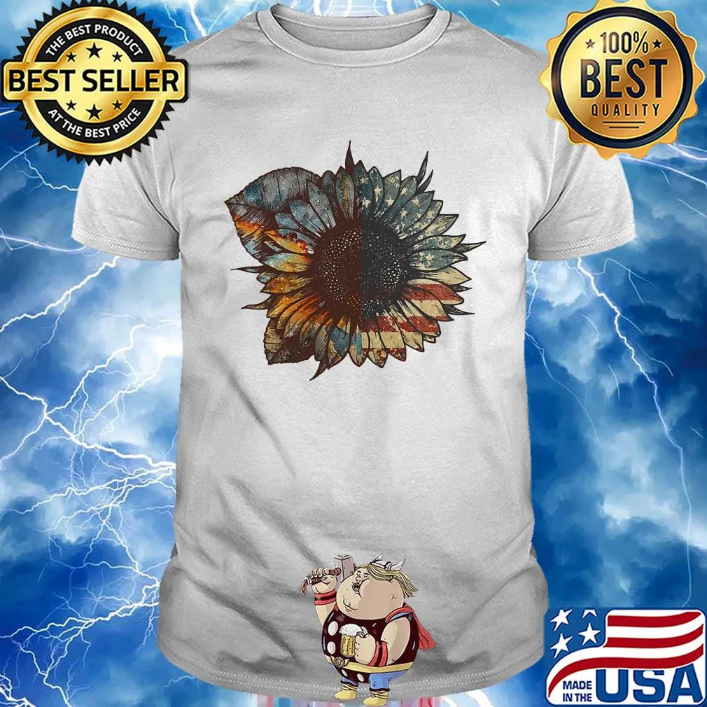 sunflower American flag veteran shirt