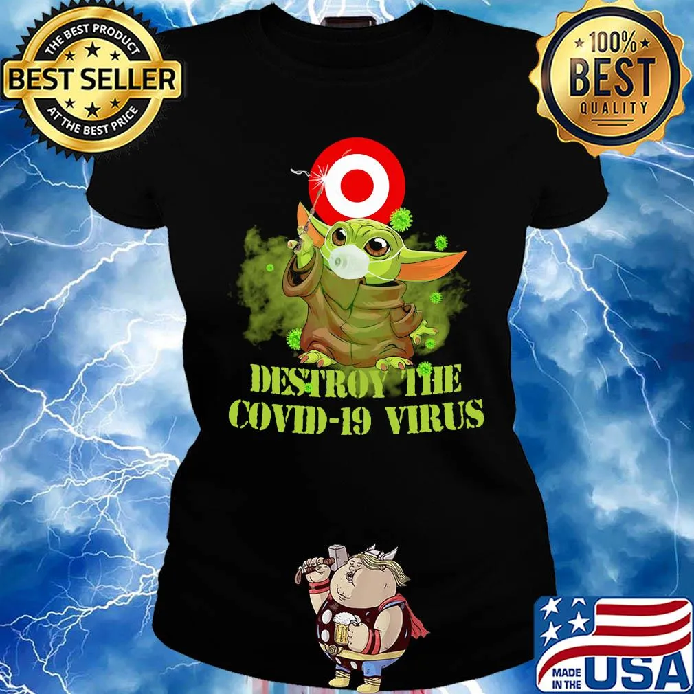 Target circle bullseye baby yoda destroy the covid-19 virus s Ladies tee