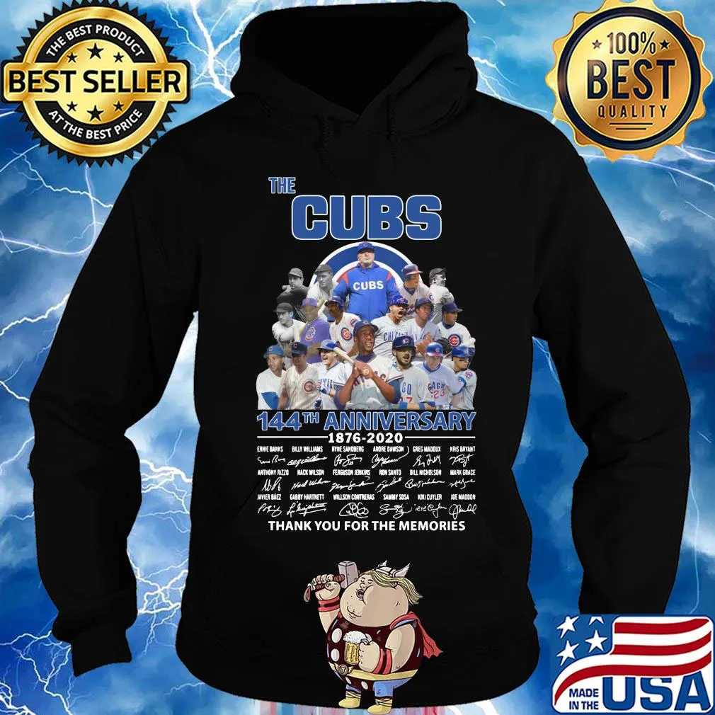 The Chicago Cubs 144th anniversary 1876-2020 signatures thank you for the memories s Hoodie