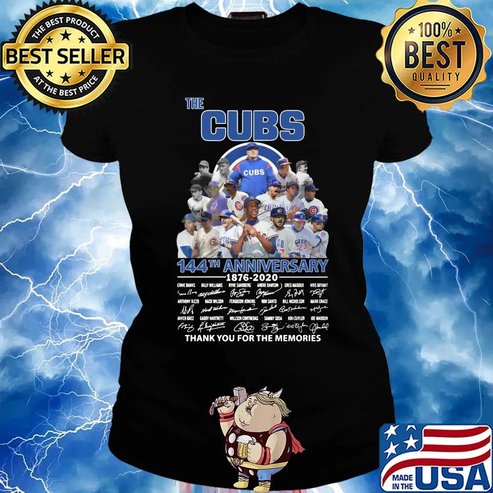 The Chicago Cubs 144th anniversary 1876-2020 signatures thank you for the memories s Ladies tee