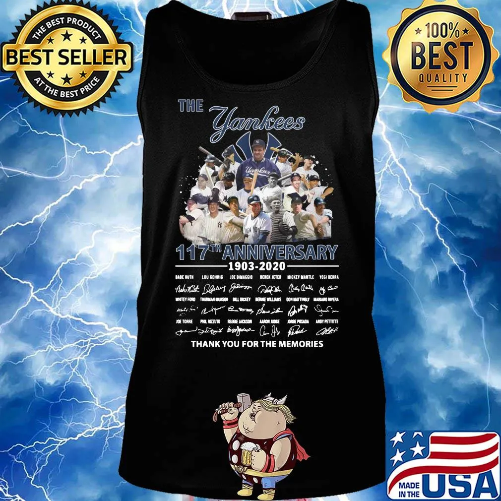The New York Yankees 117th anniversary 1903-2020 signatures thank you for the memories s Tank top
