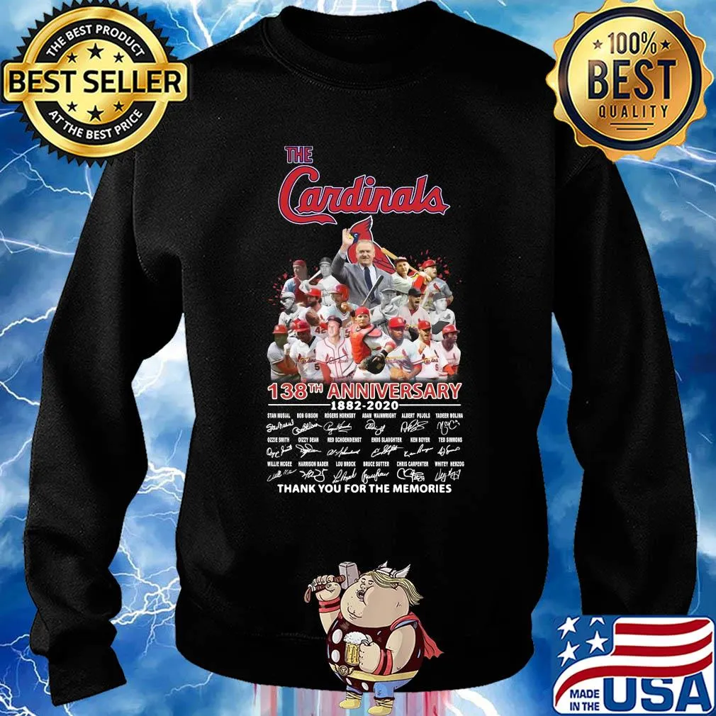 The St. Louis Cardinals 138th anniversary 1882-2020 signatures thank you for the memories s Sweater