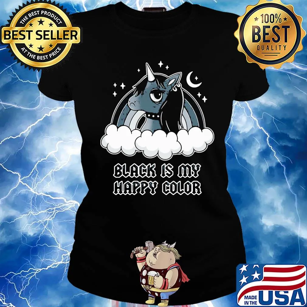 Unicorn black is my happy color s Ladies tee