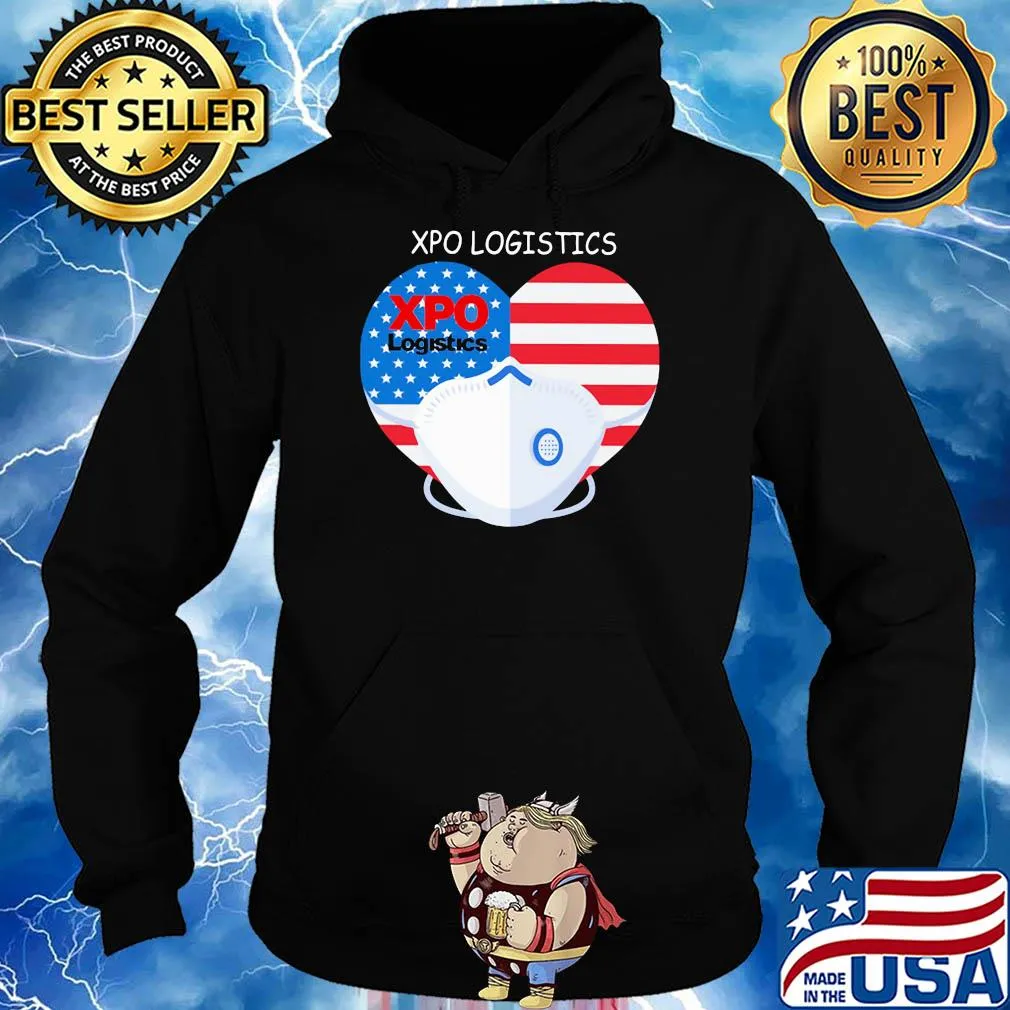 XPO logistics heart mask American flag veteran s Hoodie