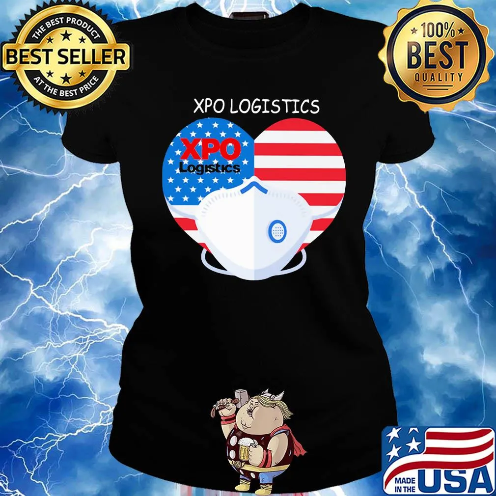 XPO logistics heart mask American flag veteran s Ladies tee
