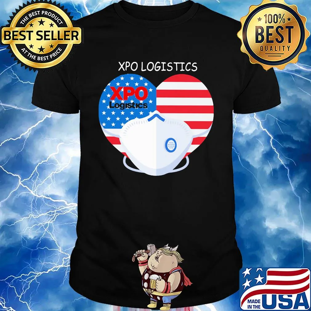 XPO logistics heart mask American flag veteran shirt