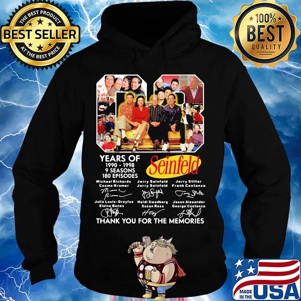 08 years of 1990 1998 9 seasons 180 episodes seinfeld thank you for the memories signatures s Hoodie