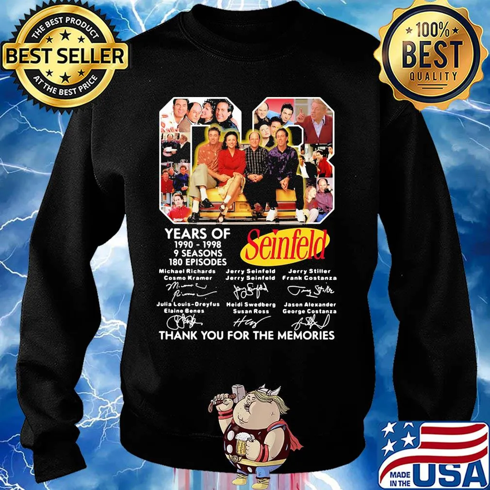 08 years of 1990 1998 9 seasons 180 episodes seinfeld thank you for the memories signatures s Sweater