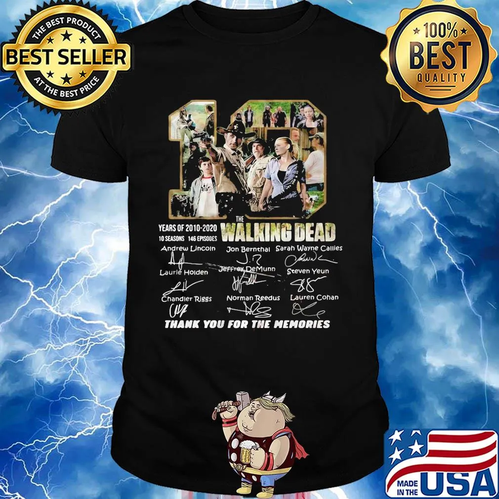10 years of 2010 2020 10 seasons 146 episodes the walking dead thank you for the memories signatures shirt