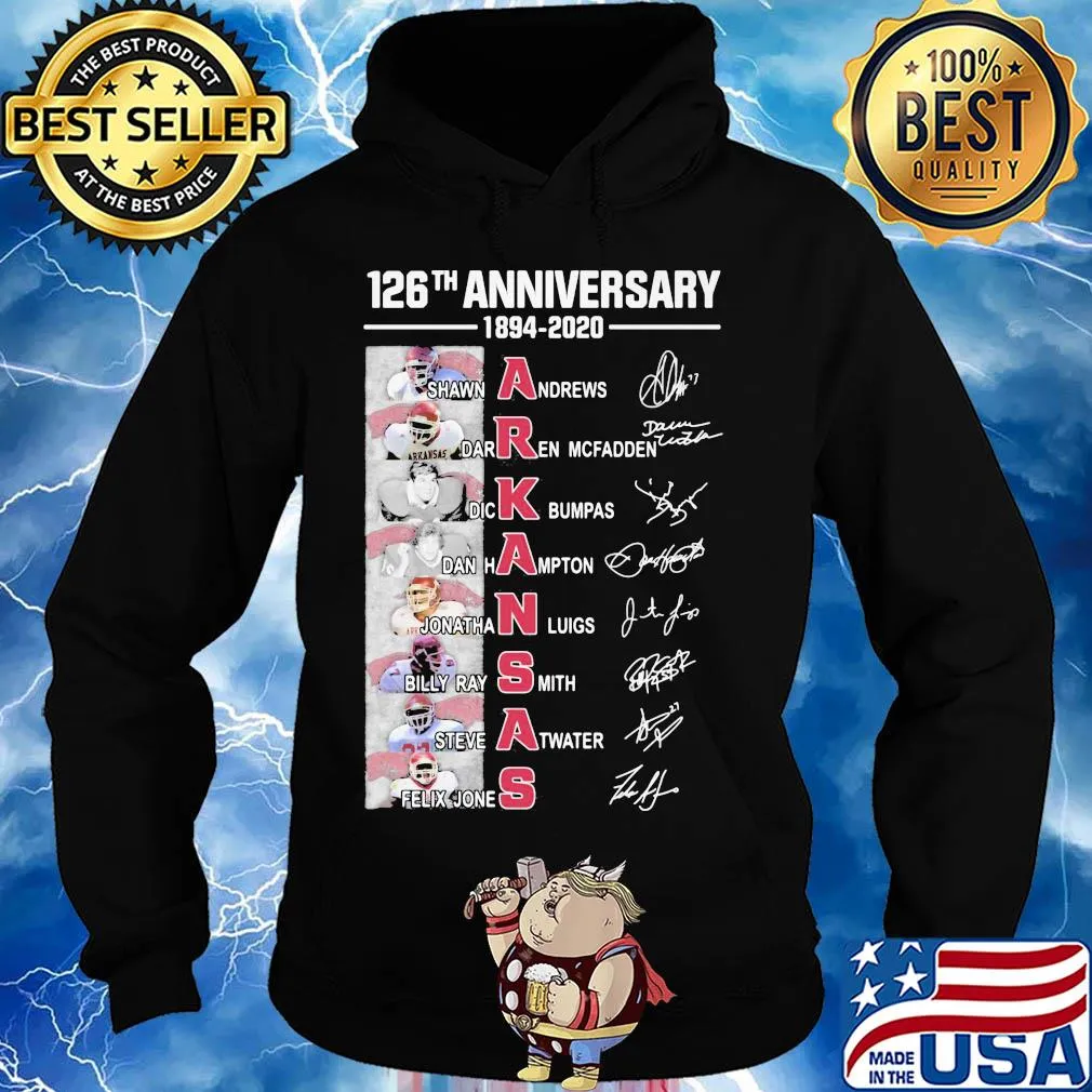 126th anniversary 1894 2020 arkansas razorbacks football team signatures s Hoodie