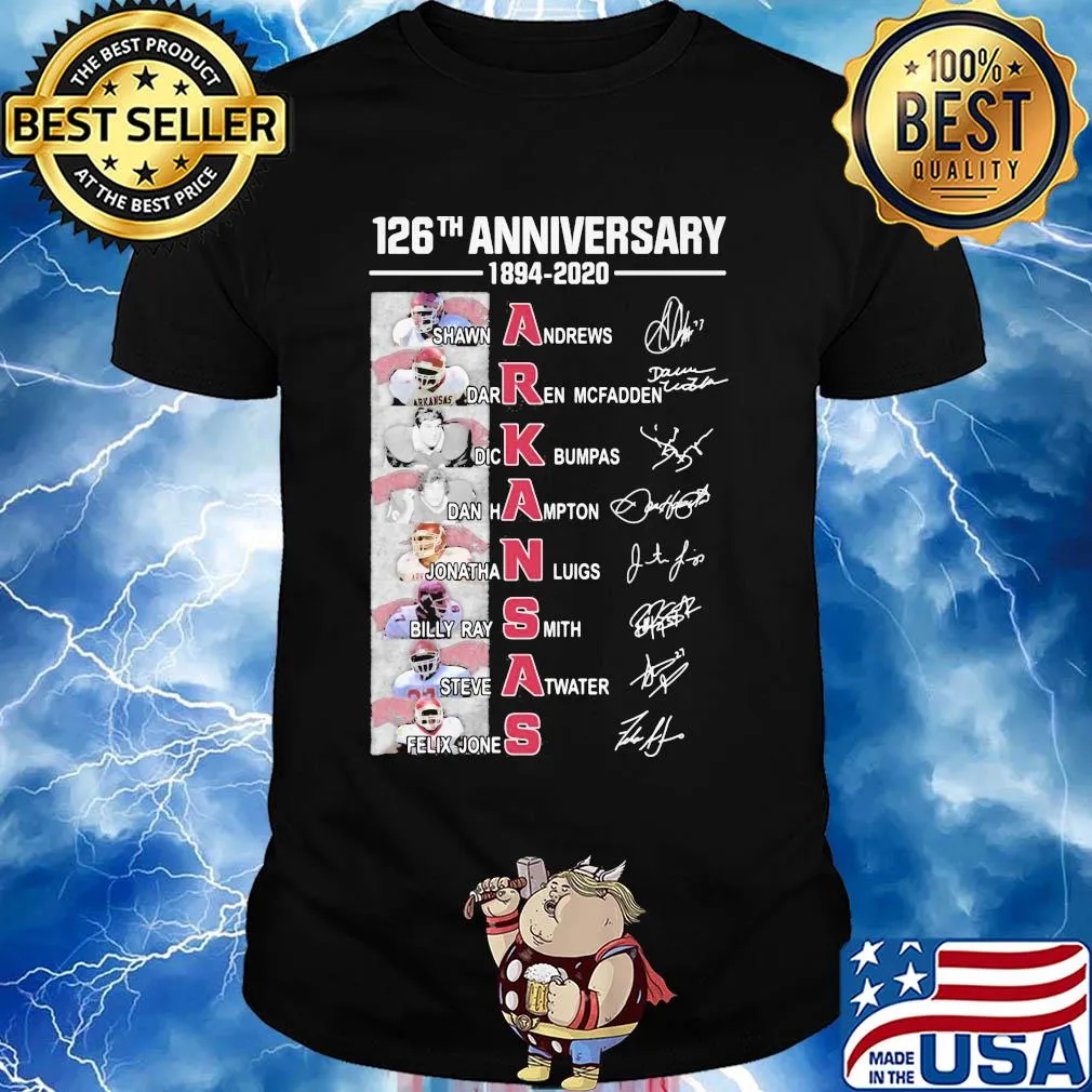 126th anniversary 1894 2020 arkansas razorbacks football team signatures shirt