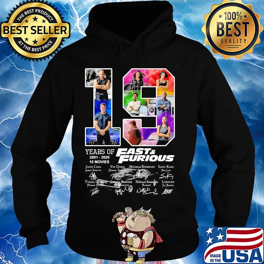 19 years of 2001 2020 10 movies fast and furious car signatures s Hoodie