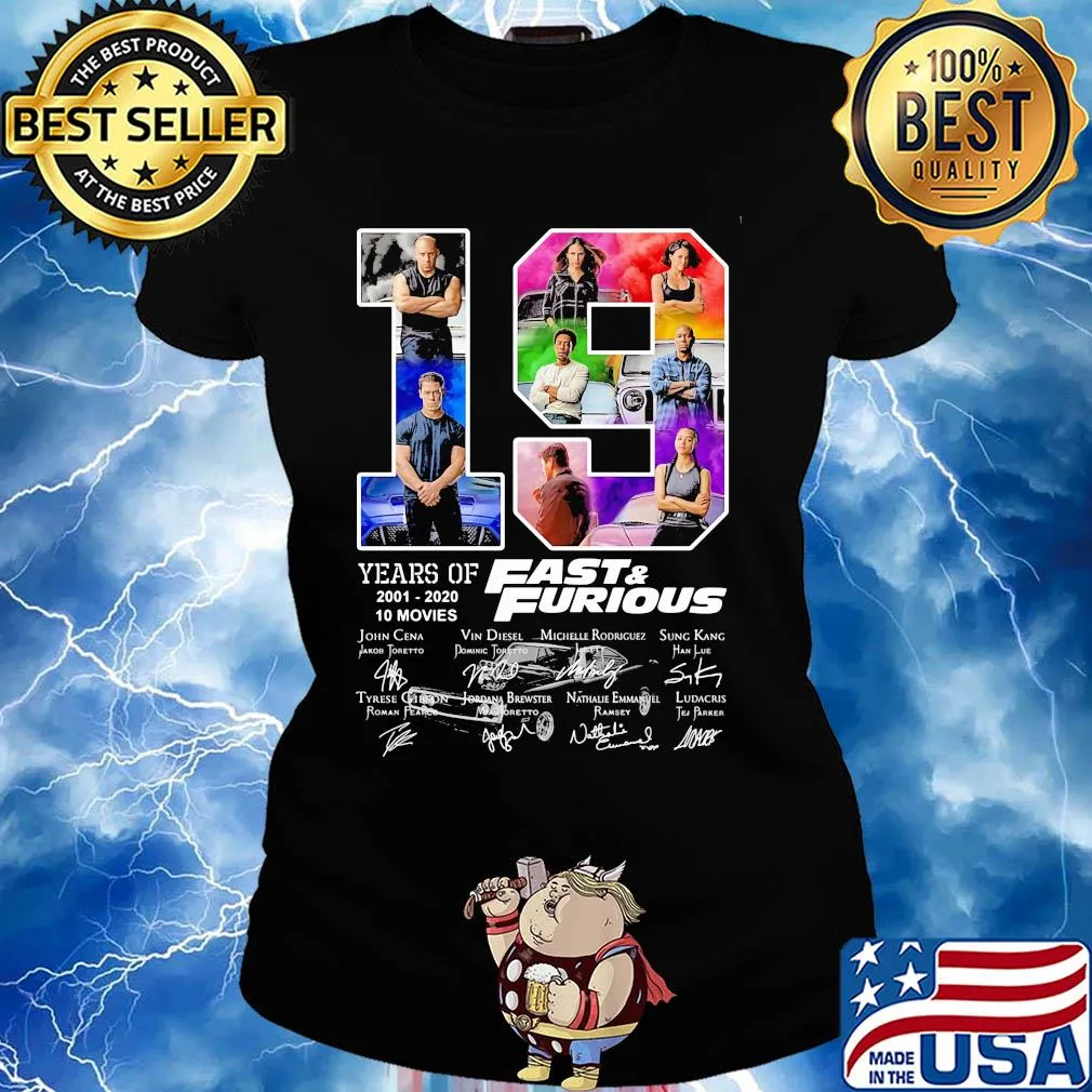 19 years of 2001 2020 10 movies fast and furious car signatures s Ladies tee