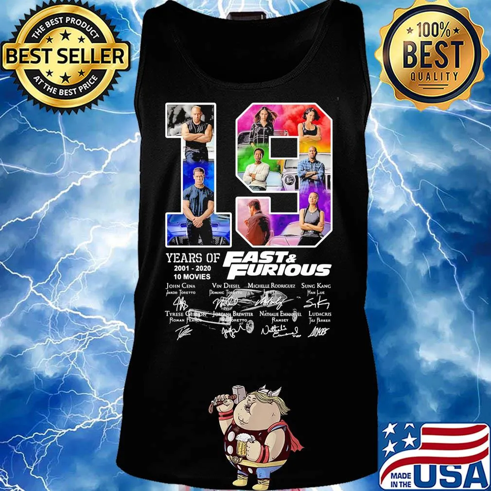19 years of 2001 2020 10 movies fast and furious car signatures s Tank top