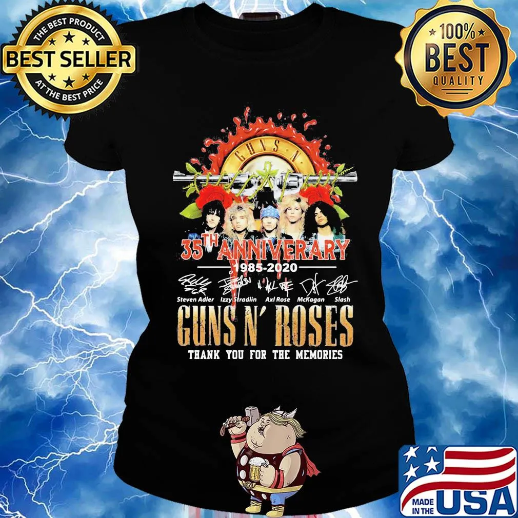 35th anniversary 1985 2020 Guns N' Roses thank you for the memories signatures s Ladies tee