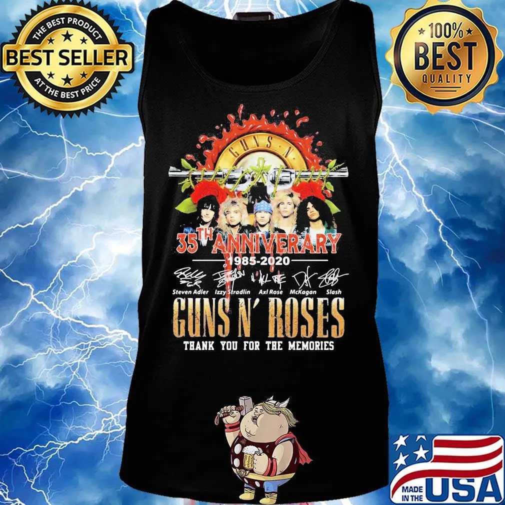 35th anniversary 1985 2020 Guns N' Roses thank you for the memories signatures s Tank top