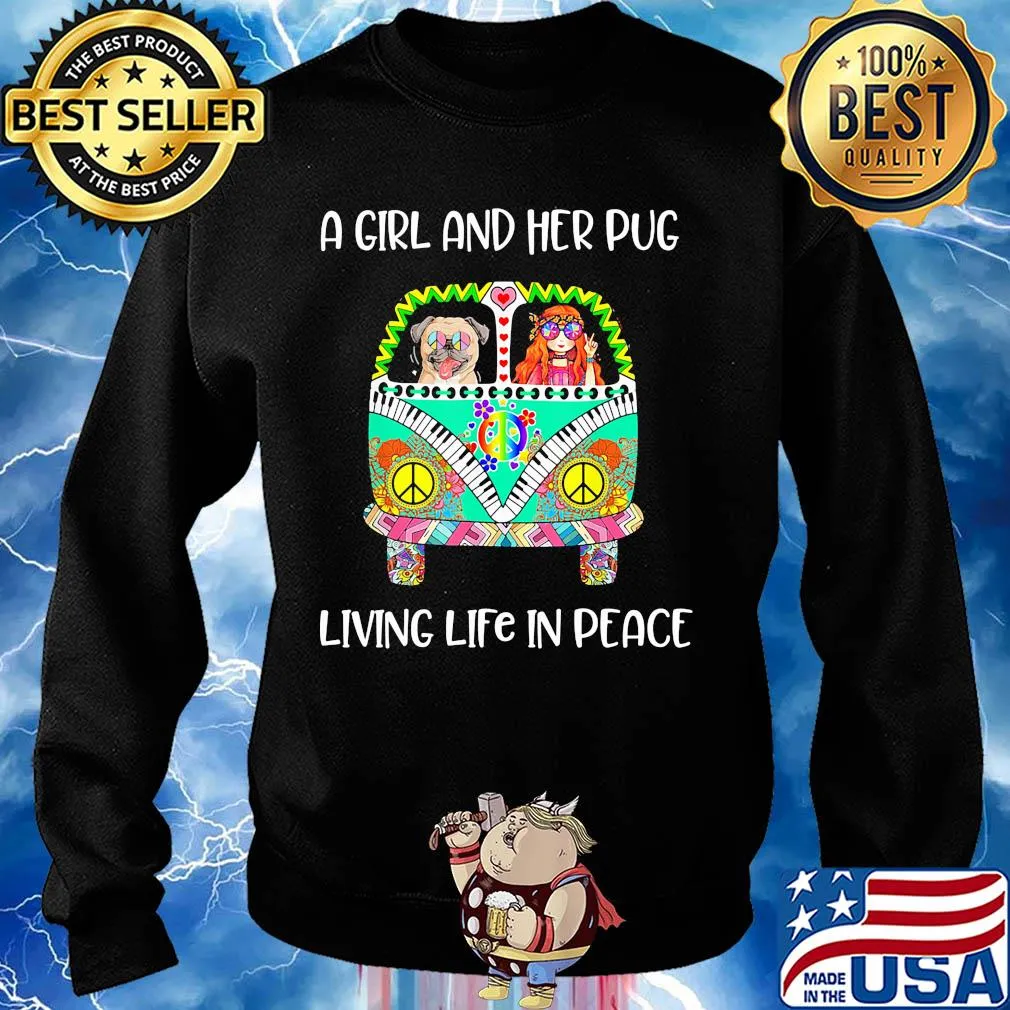 A girl and her pug living life in peace hippie s Sweater