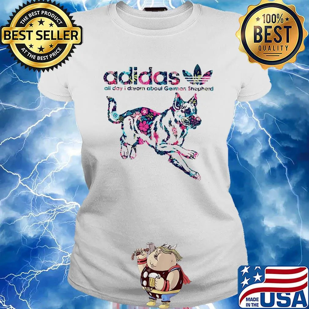 Adidas all day I dream about german shepherd flowers s Ladies tee