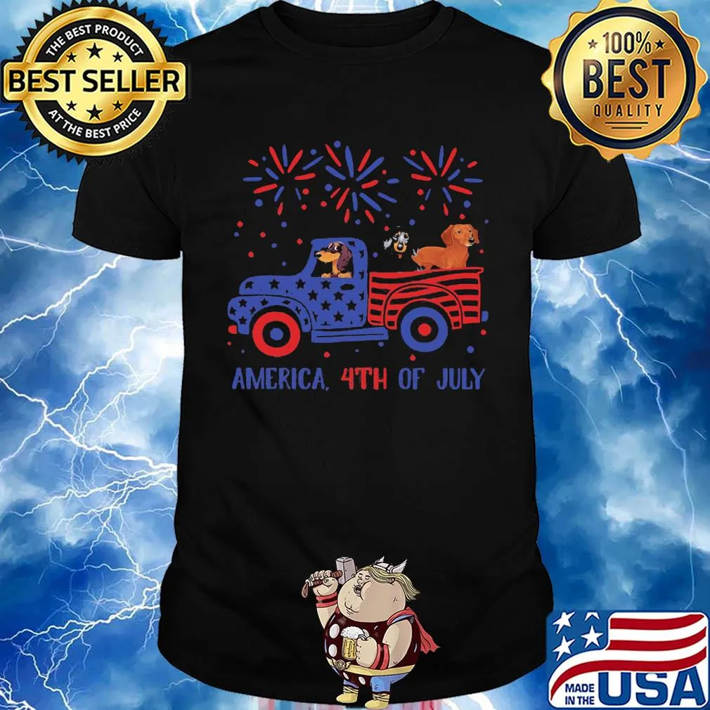 America 4th of July car dog American flag veteran Independence Day shirt