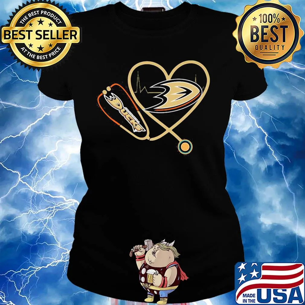 Anaheim ducks hockey stethoscope heart s Ladies tee