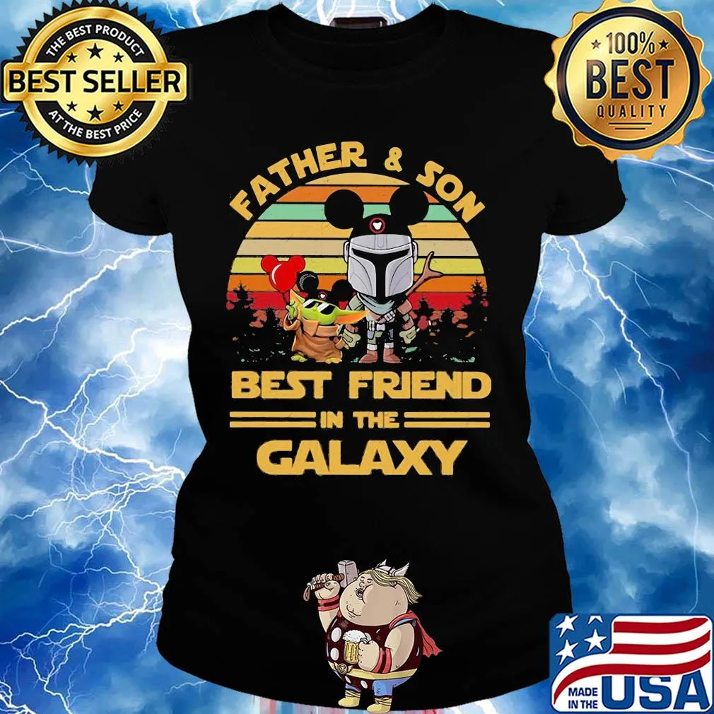Baby yoda and darth vader holding balloon mickey mouse father and son best friends in the galaxy vintage s Ladies tee