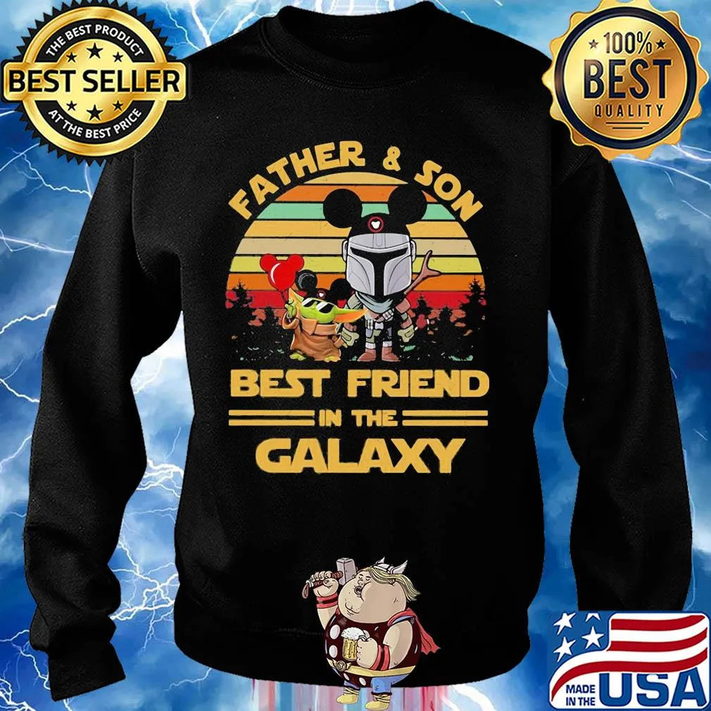 Baby yoda and darth vader holding balloon mickey mouse father and son best friends in the galaxy vintage s Sweater