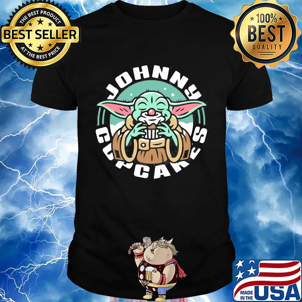 Baby Yoda eat Johnny Cupcakes shirt