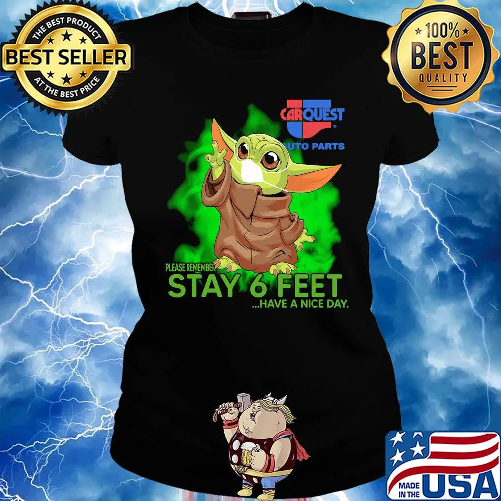 Baby Yoda face mask Carquest auto parts s Ladies tee