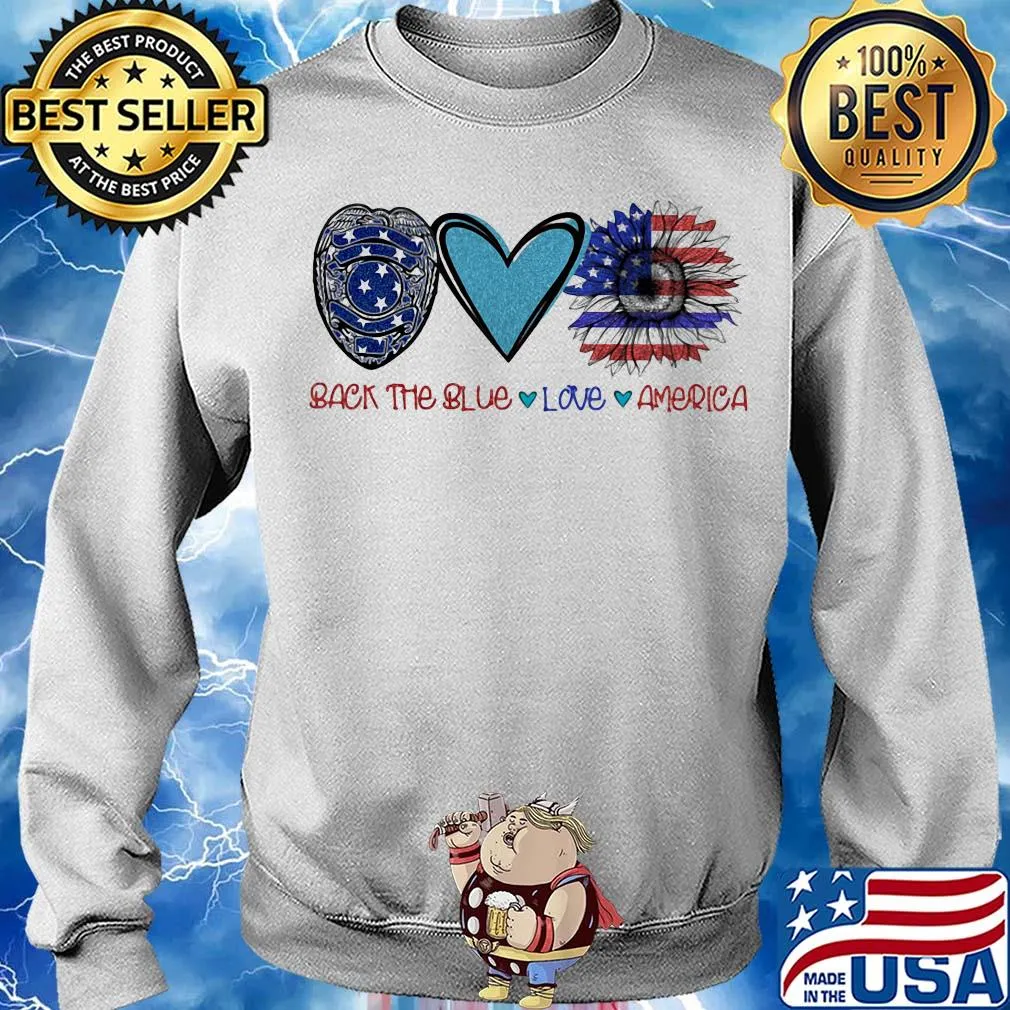 Back the blue Police love heart sunflower American flag veteran Independence Day s Sweater